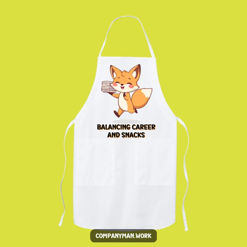 Funny Fox Skipping Papers Apron: Hilarious Cook's Accessory & Gift