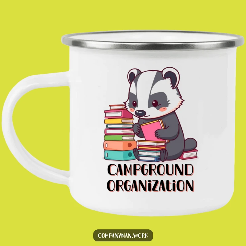 Funny Badger Organizing Folders Camping Mug: Durable & Hilarious Camp Gear