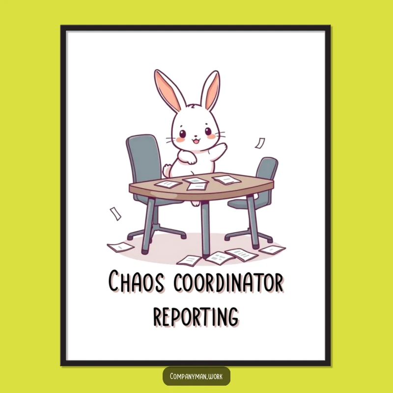 Funny Bunny Chaos Art Print: Instant Playful Office Decor Gift
