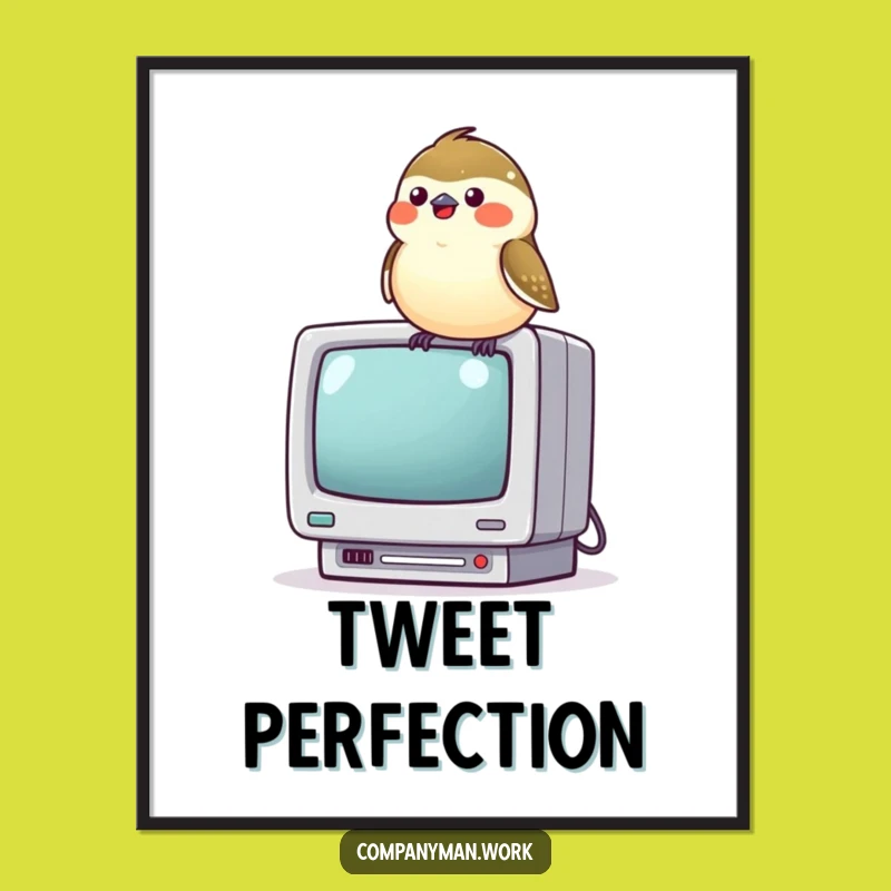 Funny Chickadee Computer Digital Art: Instant Download of Avian Tech Whimsy