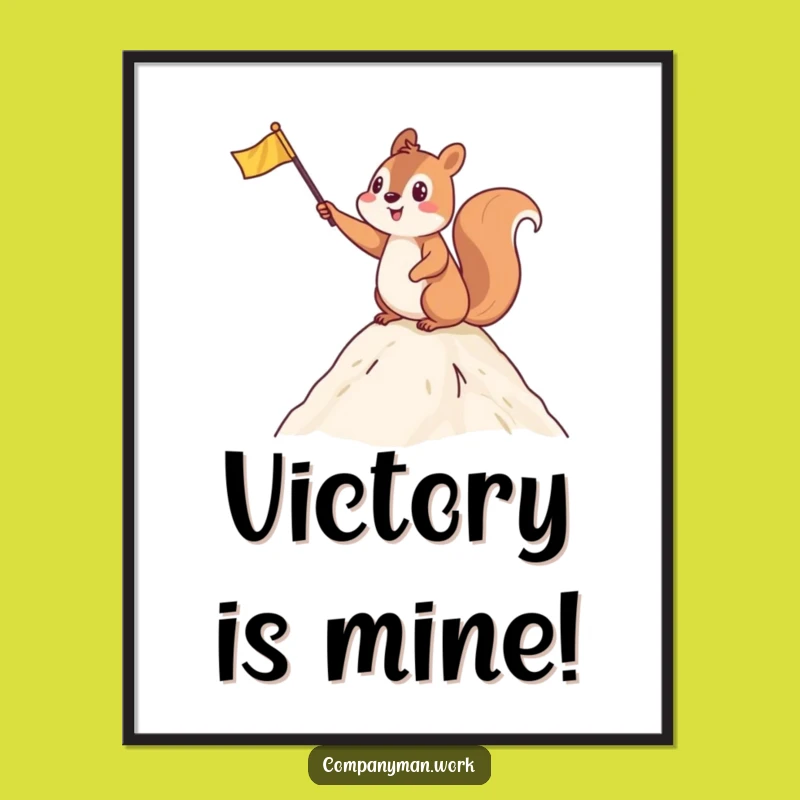 Funny Squirrel Summit Digital Art: Printable Victory Celebration