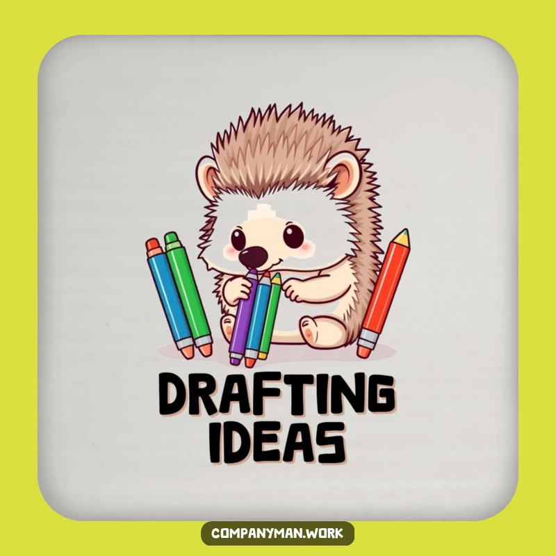 Funny Hedgehog Pen Sorter Drink Coaster: Protect Surfaces with Organized Flair