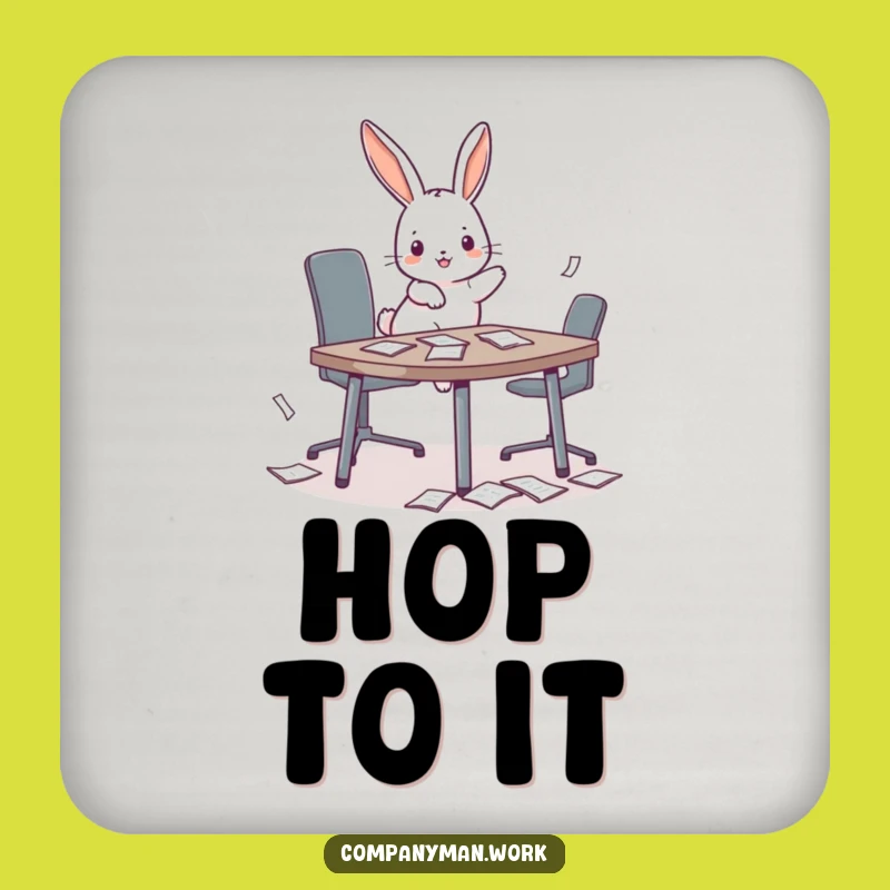 Funny Bunny Papers Coaster: Protect Surfaces with Playful Office Charm