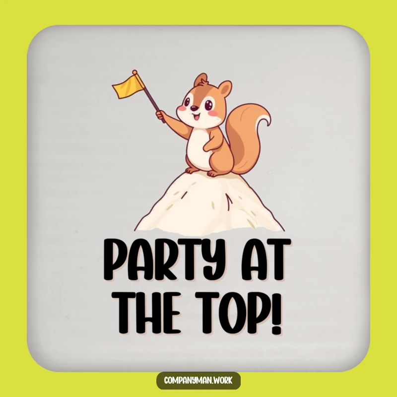 Funny Squirrel Summit Coasters: Witty Decor for Your Celebration Station