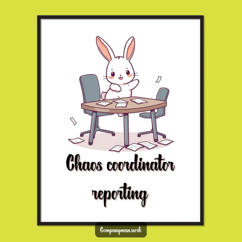 Funny Bunny Conference Poster: Playful Wall Art and Office Gift Idea