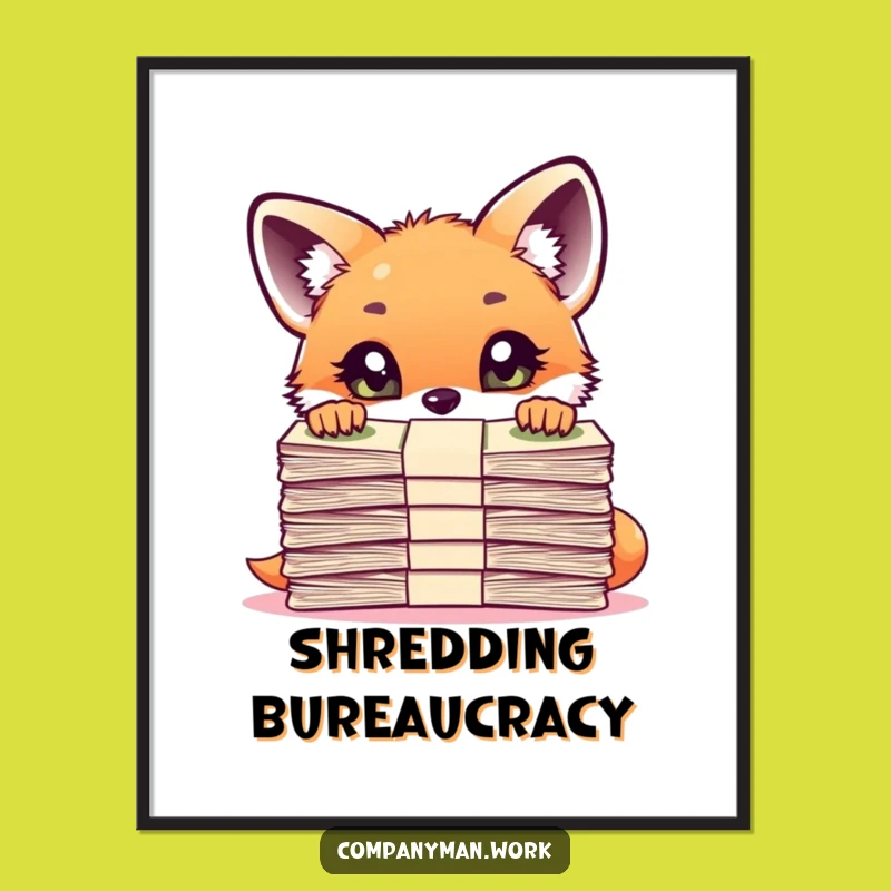 Funny Fox Cub Document Poster: Curious Wall Art and Investigator's Gift