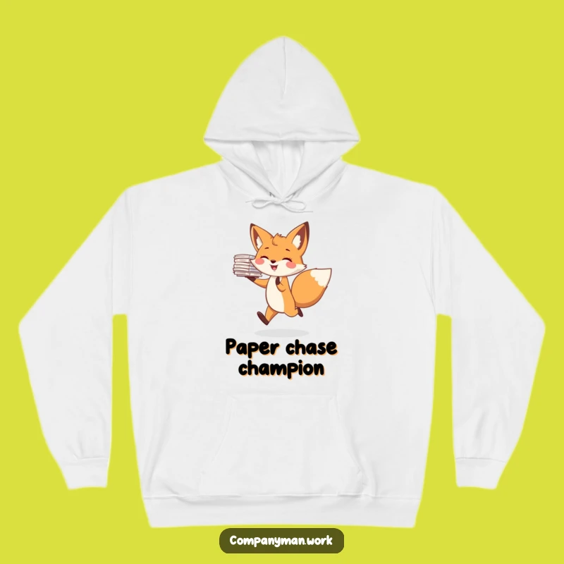 Funny Fox Skipping Papers Hoodie: Cozy & Hilarious Woodland Animal Gift