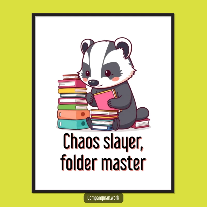 Free Printable Wall Art: Funny Organized Badger - Hilarious Downloadable Desk Decor