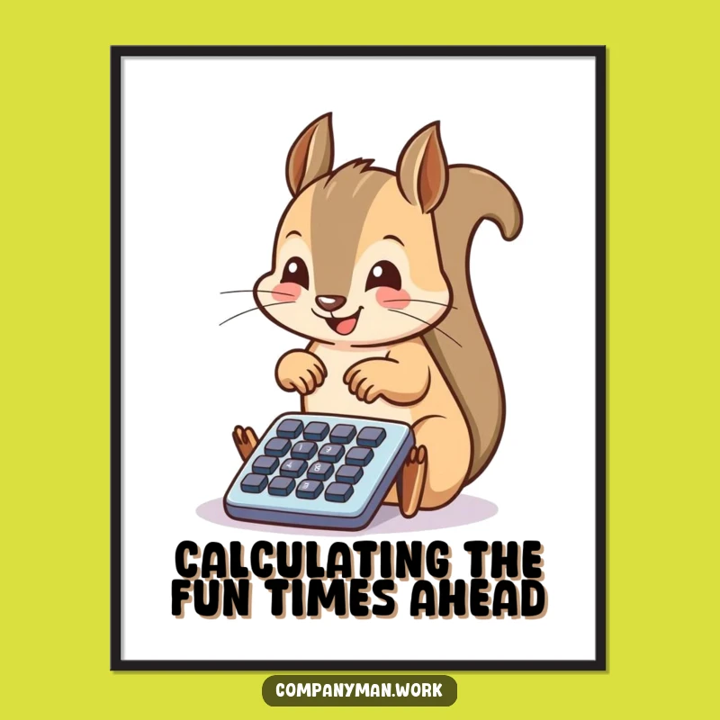 Free Printable Wall Art: Funny Squirrel Calculator Poster, Hilarious Downloadable Decor