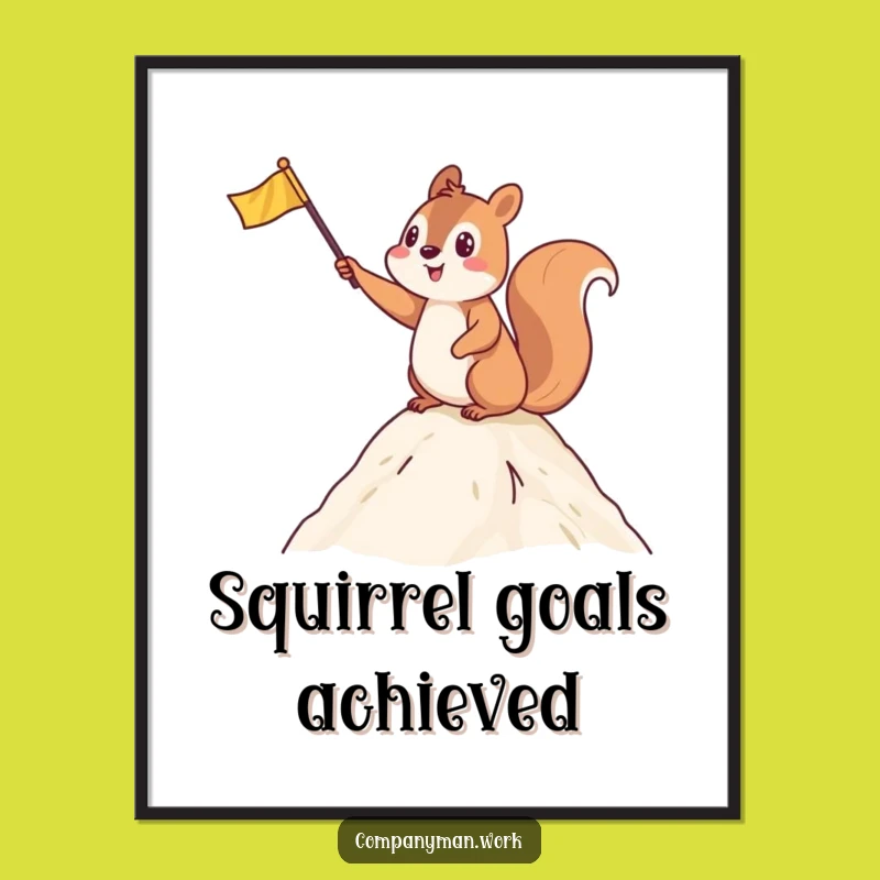 Funny Free Printable Wall Art: Victorious Squirrel, Energetic Summit Downloadable Decor