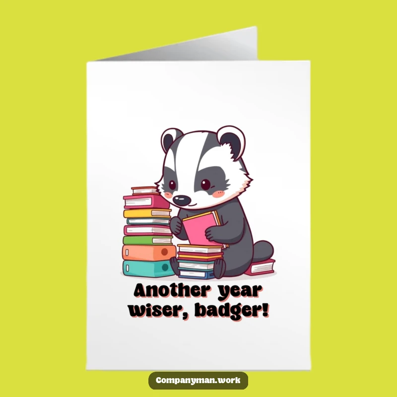 Free Printable Badger Birthday Card: Funny Organized Badger - Downloadable Gift for Office Lovers
