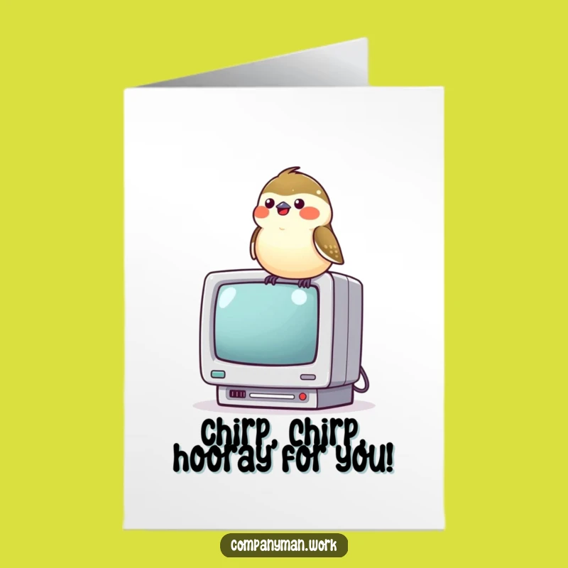 Free Printable Congrats Card: Humorous Chickadee Tech Theme for a Downloadable Gift