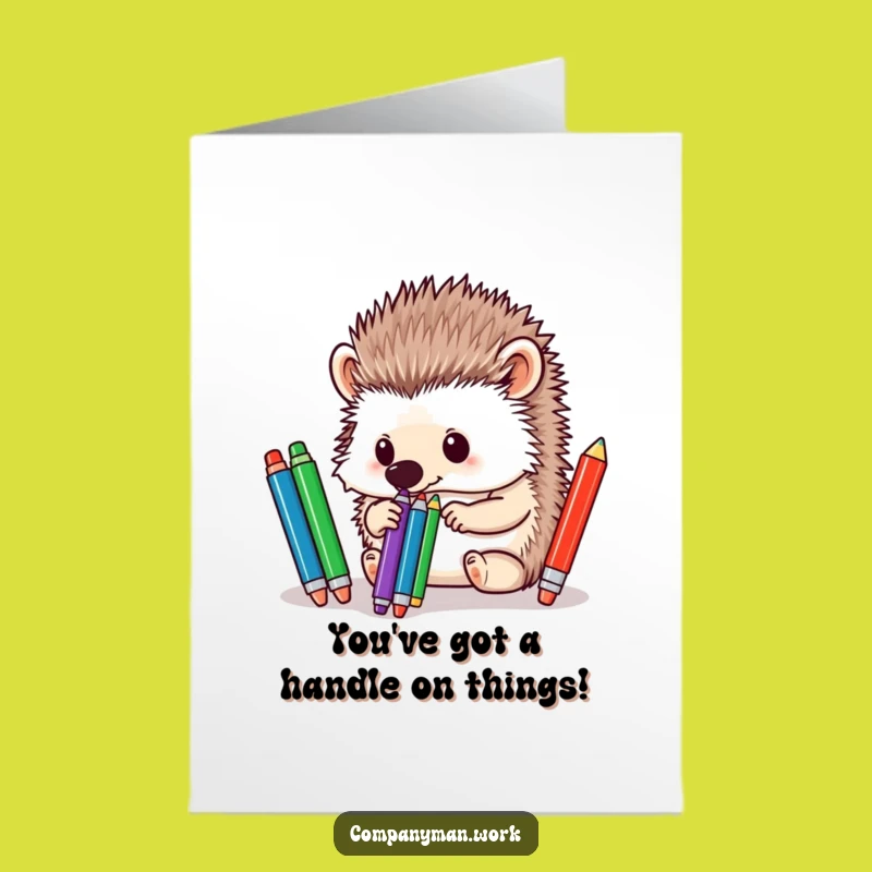 Free Printable Congrats Card: Humorous Hedgehog Pen Sorter for a Downloadable Gift