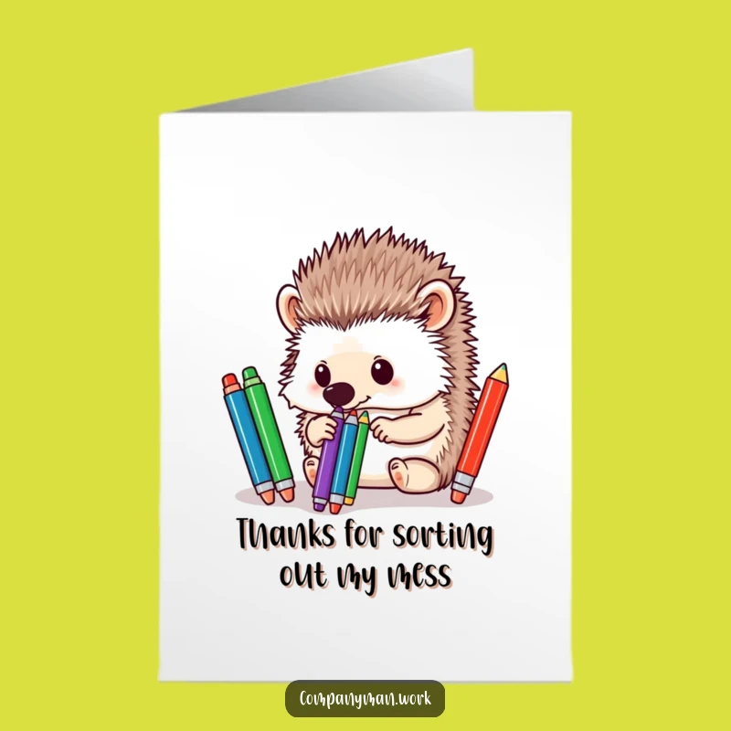 Free Printable Thank You Card: Amusing Hedgehog Pen Sorter, Perfect Downloadable Gift