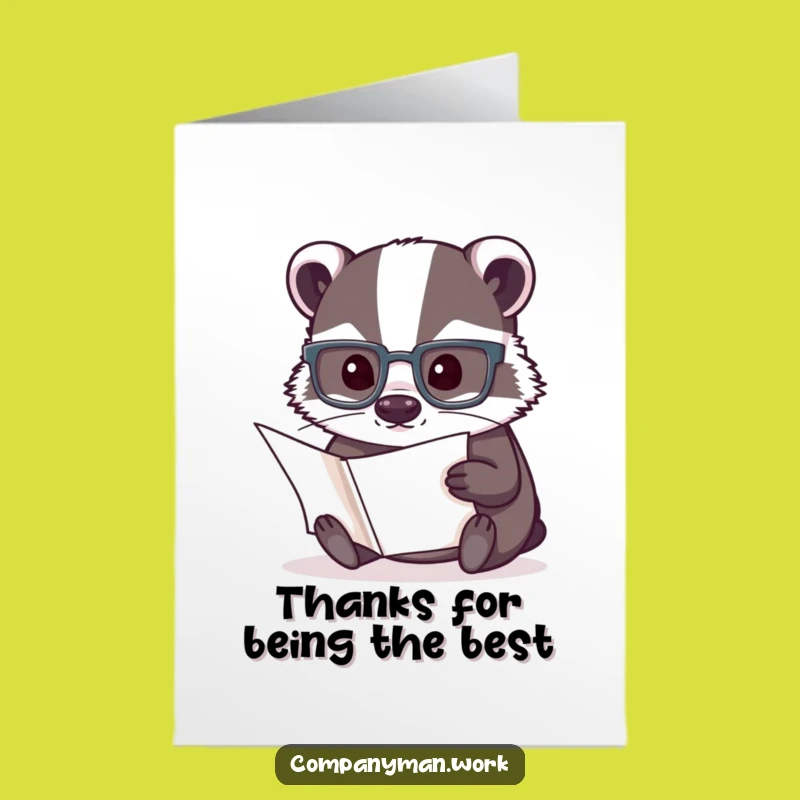 Free Printable Thank You Card: Grateful Badger Scholar, Downloadable Appreciation Note