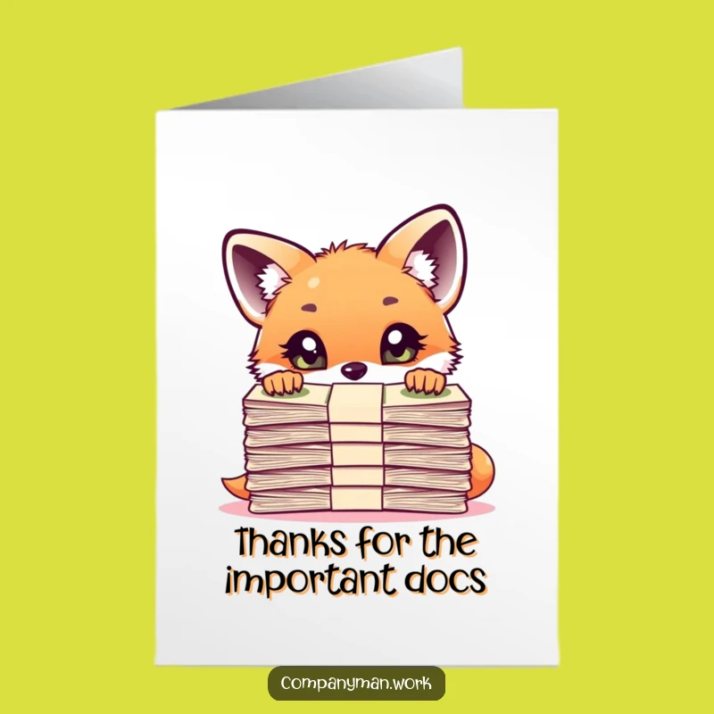 Free Printable Thank You Card: Fox Cub Documents - Downloadable Grateful Gift