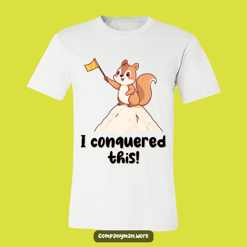Funny Squirrel Victory T-Shirt: Waving Flag of Success and Joy
