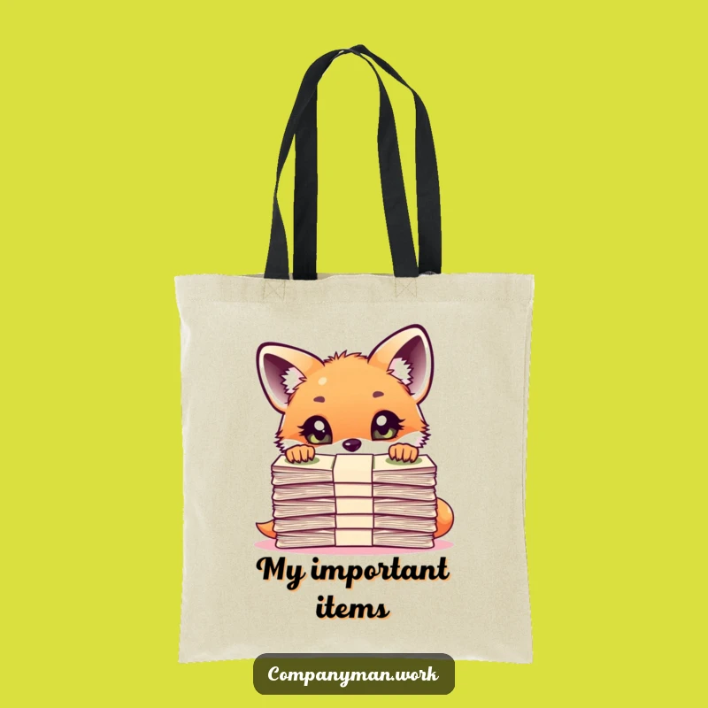 Funny Fox Cub Docu-Peeker Tote Bag: Curious Accessory for Investigators